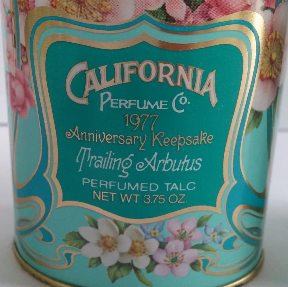 Vintage Avon California Scented Powder Vanity Talc Tins Floral Design